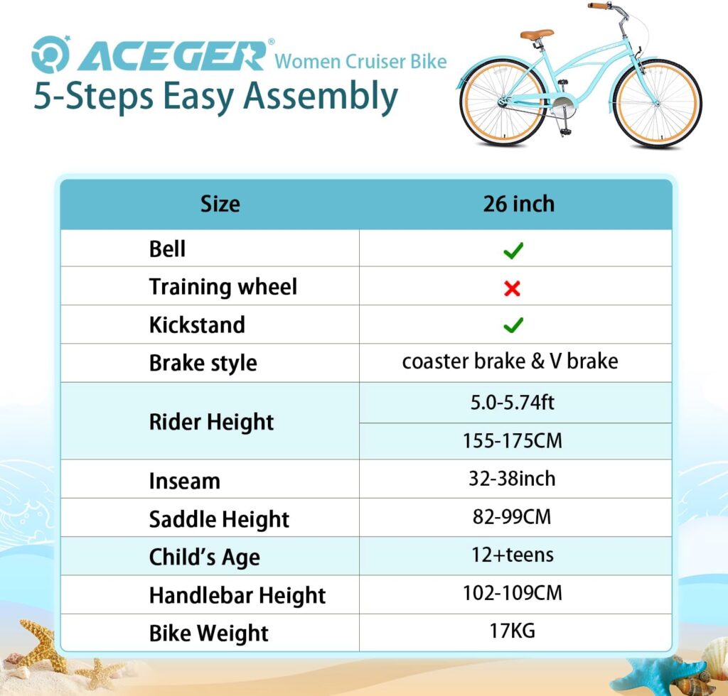 ACEGER 26 Inch Women Beach Cruiser Bike Review